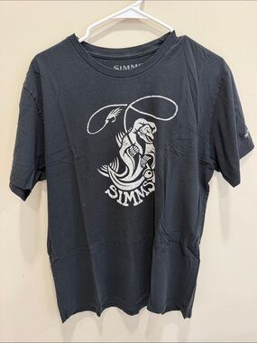 Simms Black Short-Sleeve Tee with White Fish Graphic